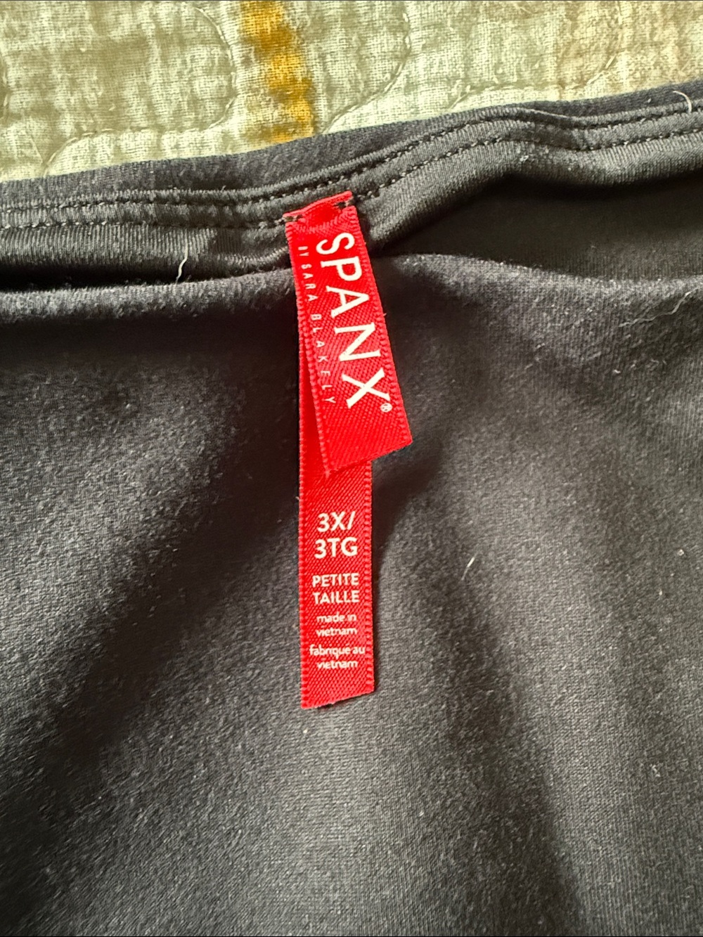 SPANX Black Leggings with Red Logo Tag
